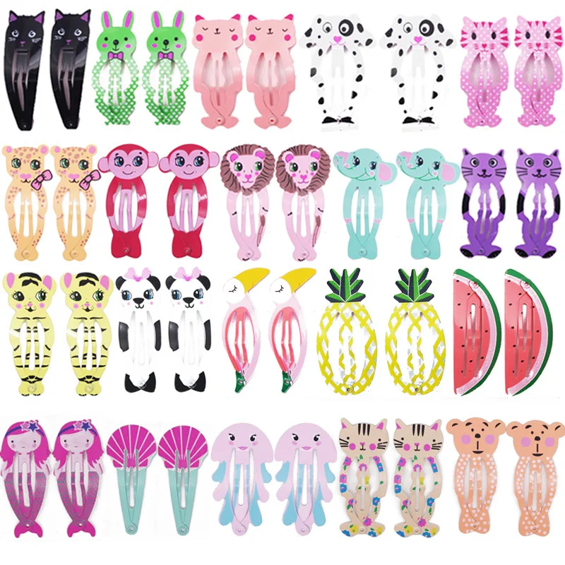 30Pcs/Lot Korean Style Women Hair Accessories Cartoon Hair Clip Flower Hairclip Cute Headdress Print Alloy Hairpins for Girls