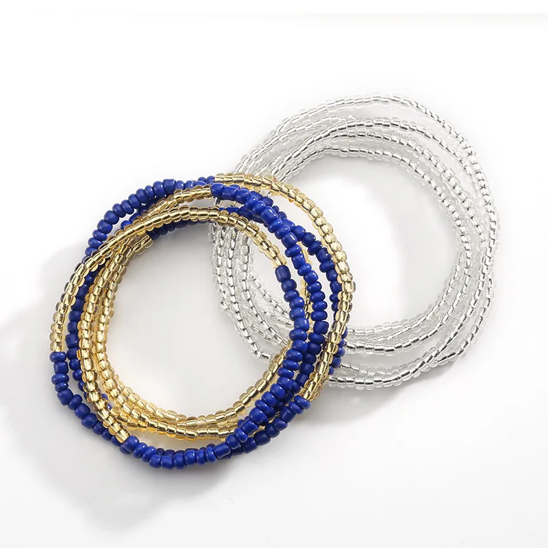 2 Pcs Sexy Summer Waist Bead Chains African Belly Beads Colorful Beach Bikini Body Belly Chain Elastic Jewelry for Women Girls