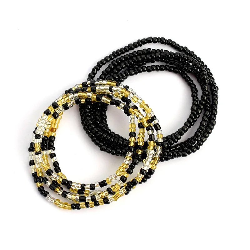 2 Pcs Sexy Summer Waist Bead Chains African Belly Beads Colorful Beach Bikini Body Belly Chain Elastic Jewelry for Women Girls