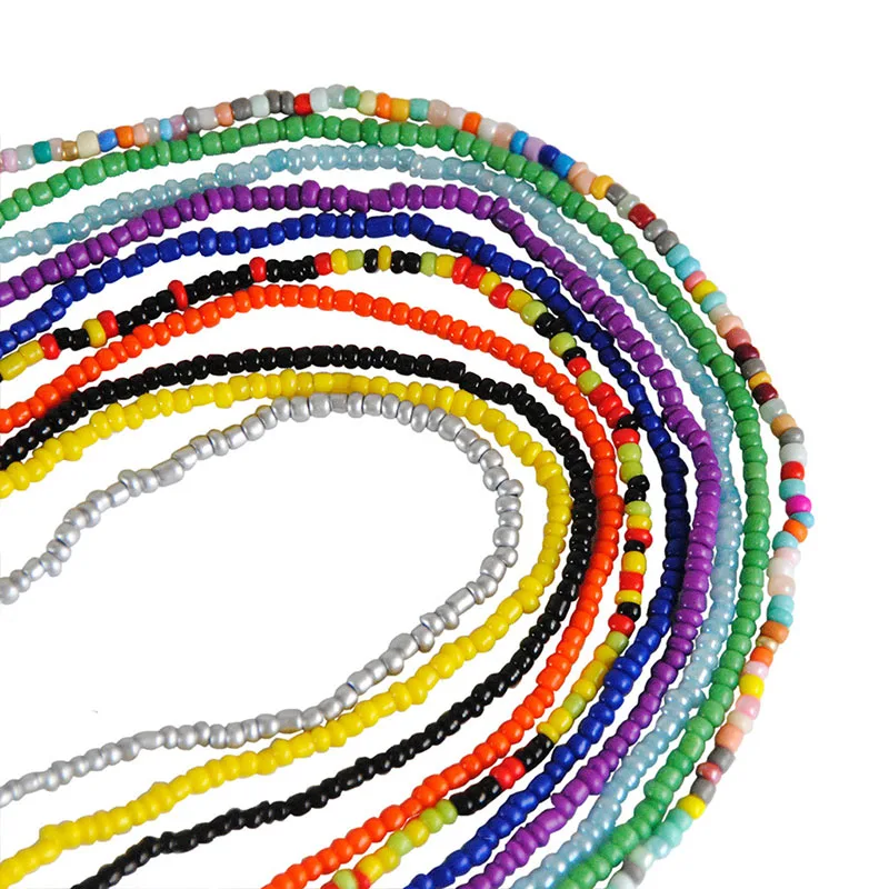 2 Pcs Sexy Summer Waist Bead Chains African Belly Beads Colorful Beach Bikini Body Belly Chain Elastic Jewelry for Women Girls