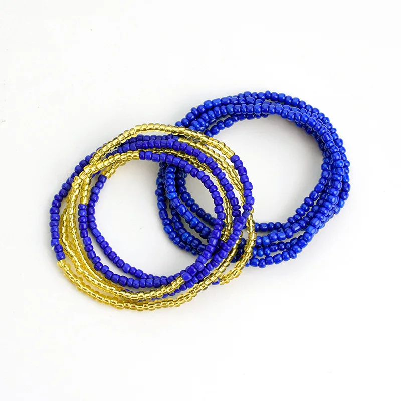 2 Pcs Sexy Summer Waist Bead Chains African Belly Beads Colorful Beach Bikini Body Belly Chain Elastic Jewelry for Women Girls