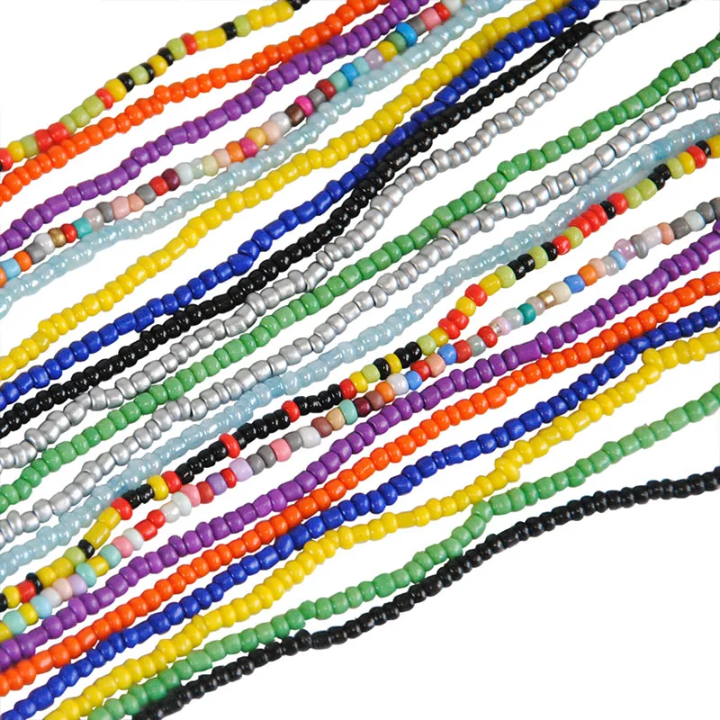 2 Pcs Sexy Summer Waist Bead Chains African Belly Beads Colorful Beach Bikini Body Belly Chain Elastic Jewelry for Women Girls