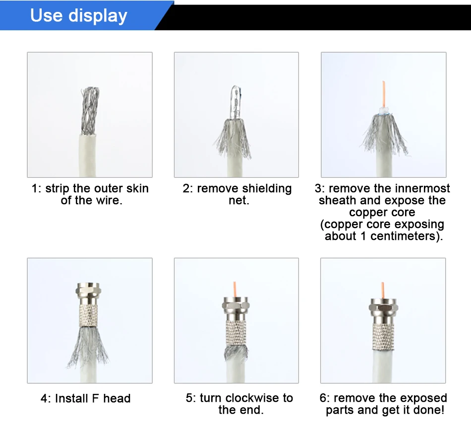 Tungfull New Copper Twist On RG6 F Type Coaxial Cable Connector Plugs High Quality Connector For TV Satellite Virgin Cable
