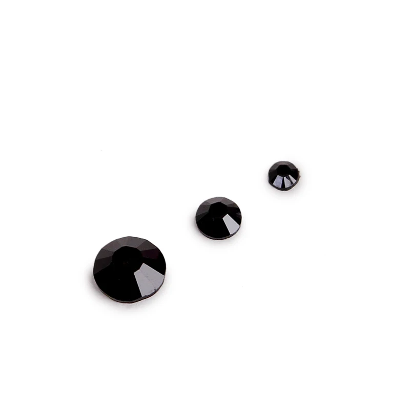 Multi-Size Black Rhinestone Crystals Flat Bottom Glass Gems Box for Manicure 3D Decoration DIY Craft
