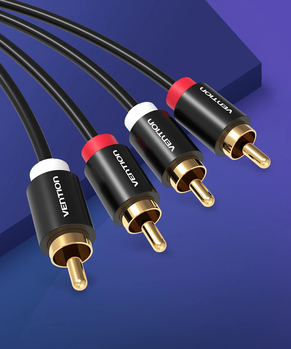 Vention 2RCA to 2RCA Audio Cable Gold-Plated 2RCA Male to Male Aux Cable 1m 2m for TV Amplifier Home Theater Speaker Cable RCA