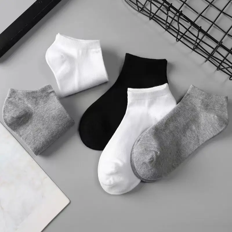 5pairs Mens Socks Boat Black Business Solid Color Breathable Comfortable High Quality Ankle