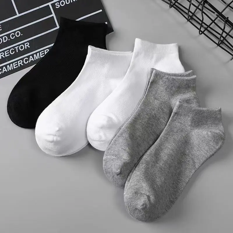 5pairs Mens Socks Boat Black Business Solid Color Breathable Comfortable High Quality Ankle