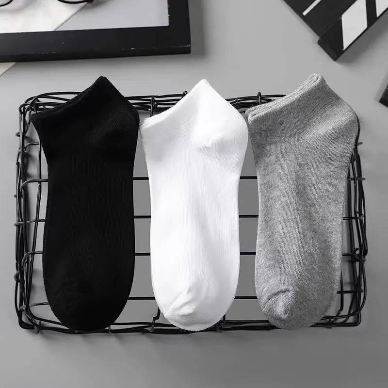 5pairs Mens Socks Boat Black Business Solid Color Breathable Comfortable High Quality Ankle