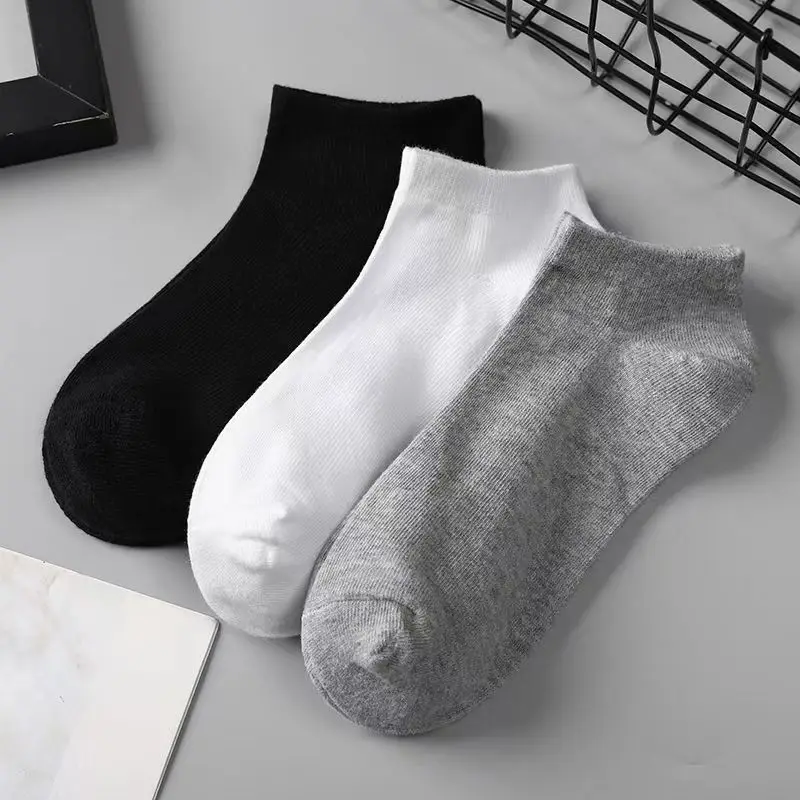 5pairs Mens Socks Boat Black Business Solid Color Breathable Comfortable High Quality Ankle