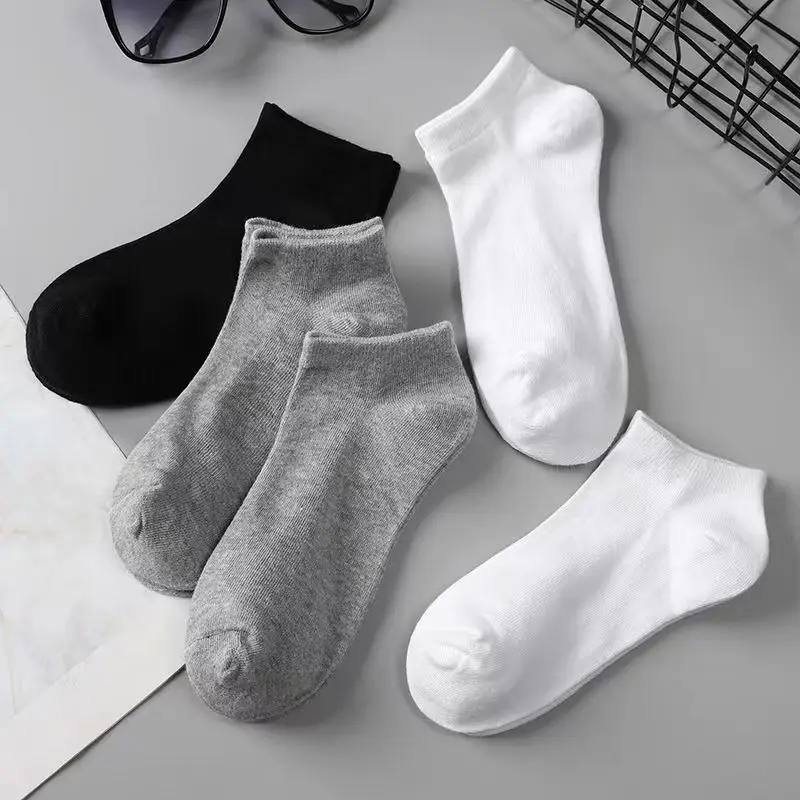 5pairs Mens Socks Boat Black Business Solid Color Breathable Comfortable High Quality Ankle
