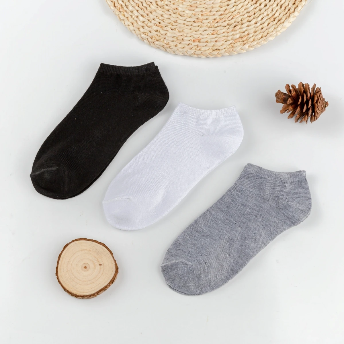 5pairs Mens Socks Boat Black Business Solid Color Breathable Comfortable High Quality Ankle