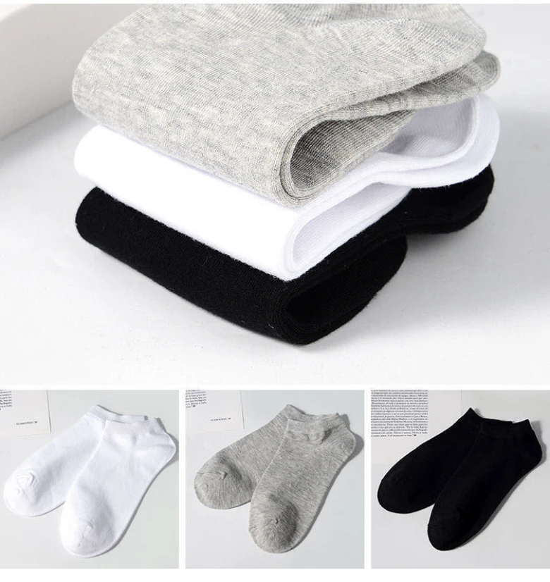 5pairs Mens Socks Boat Black Business Solid Color Breathable Comfortable High Quality Ankle