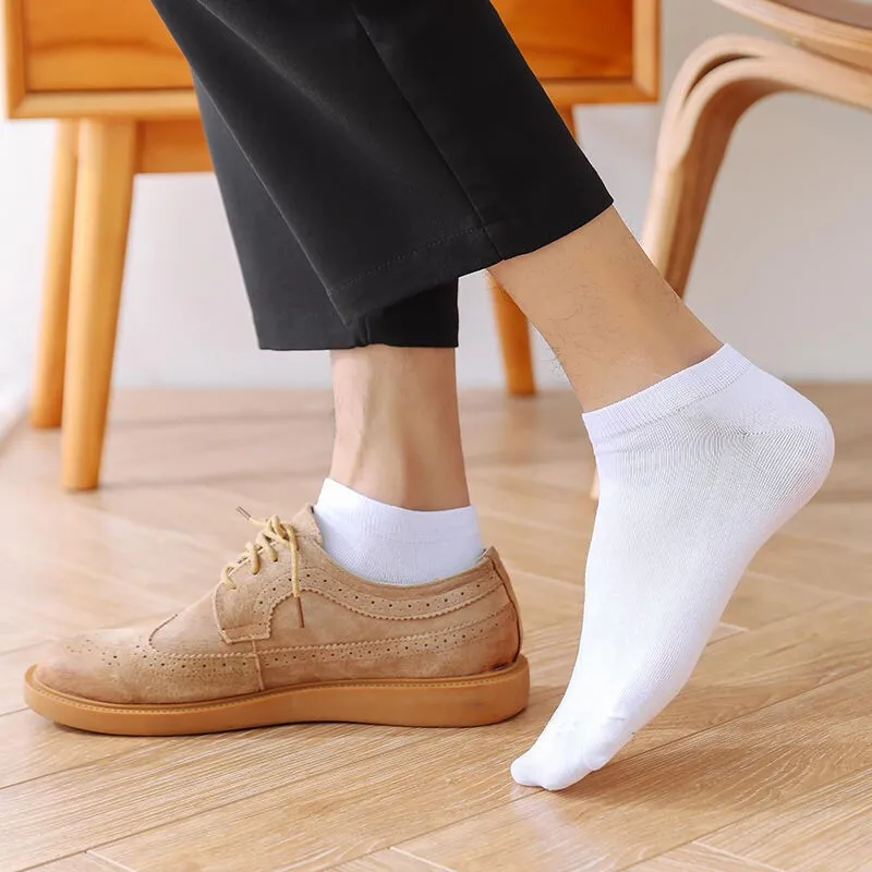 5pairs Mens Socks Boat Black Business Solid Color Breathable Comfortable High Quality Ankle