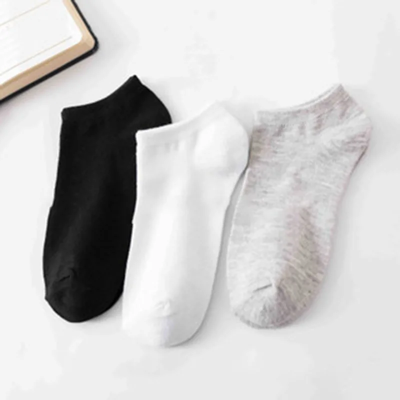 5pairs Mens Socks Boat Black Business Solid Color Breathable Comfortable High Quality Ankle