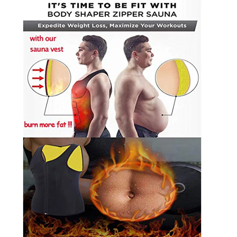 Men Body Shaper Waist Trainer Sauna Suit Sweat Vest Slimming Underwear Weight Loss Shirt Fat Burner Workout Tank Tops Shapewear