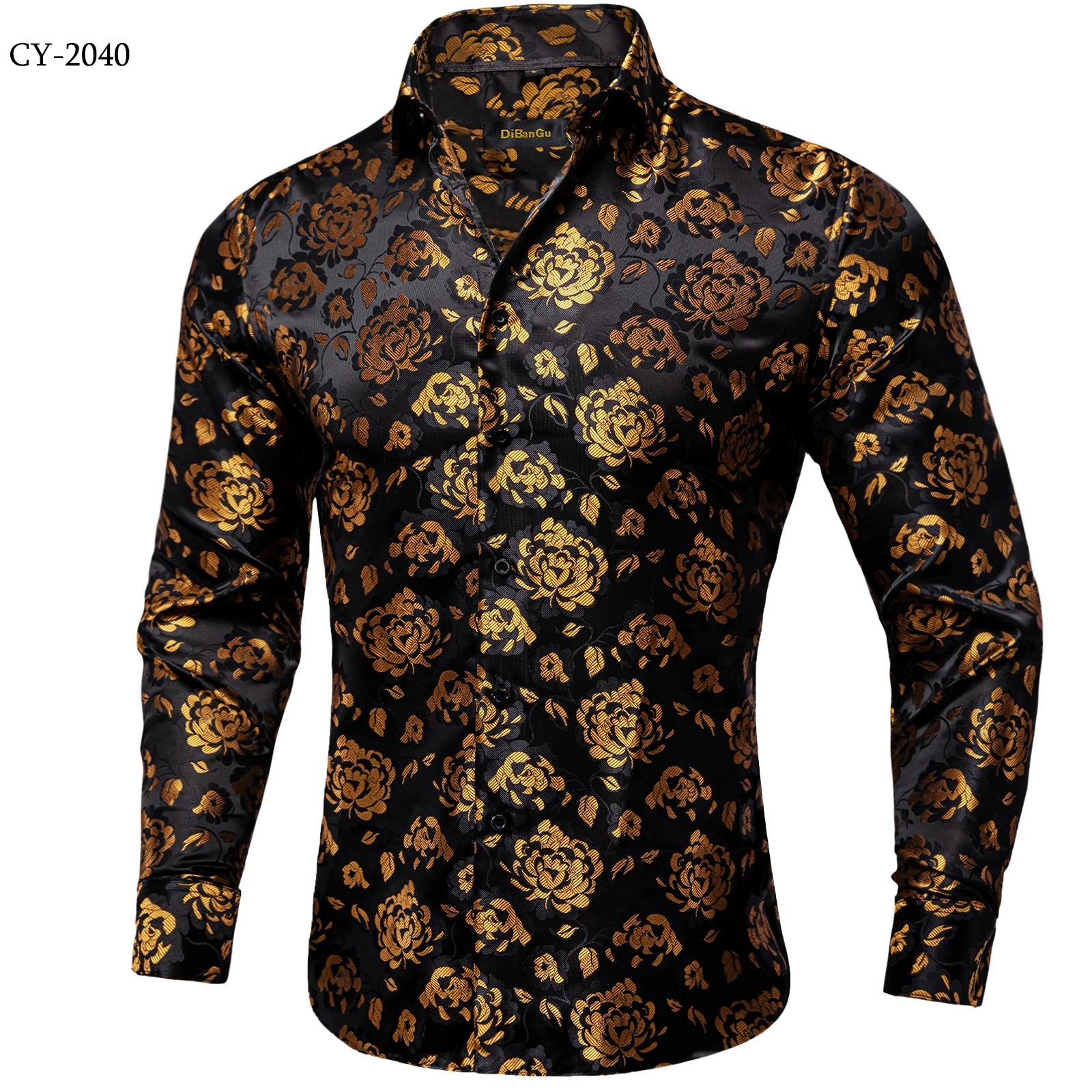 26 Colors Luxury Men's Shirts Long Sleeves Paisley Floral Printed Jacquard Purple Blue Black Shirt for Man Fall Winter Blouse
