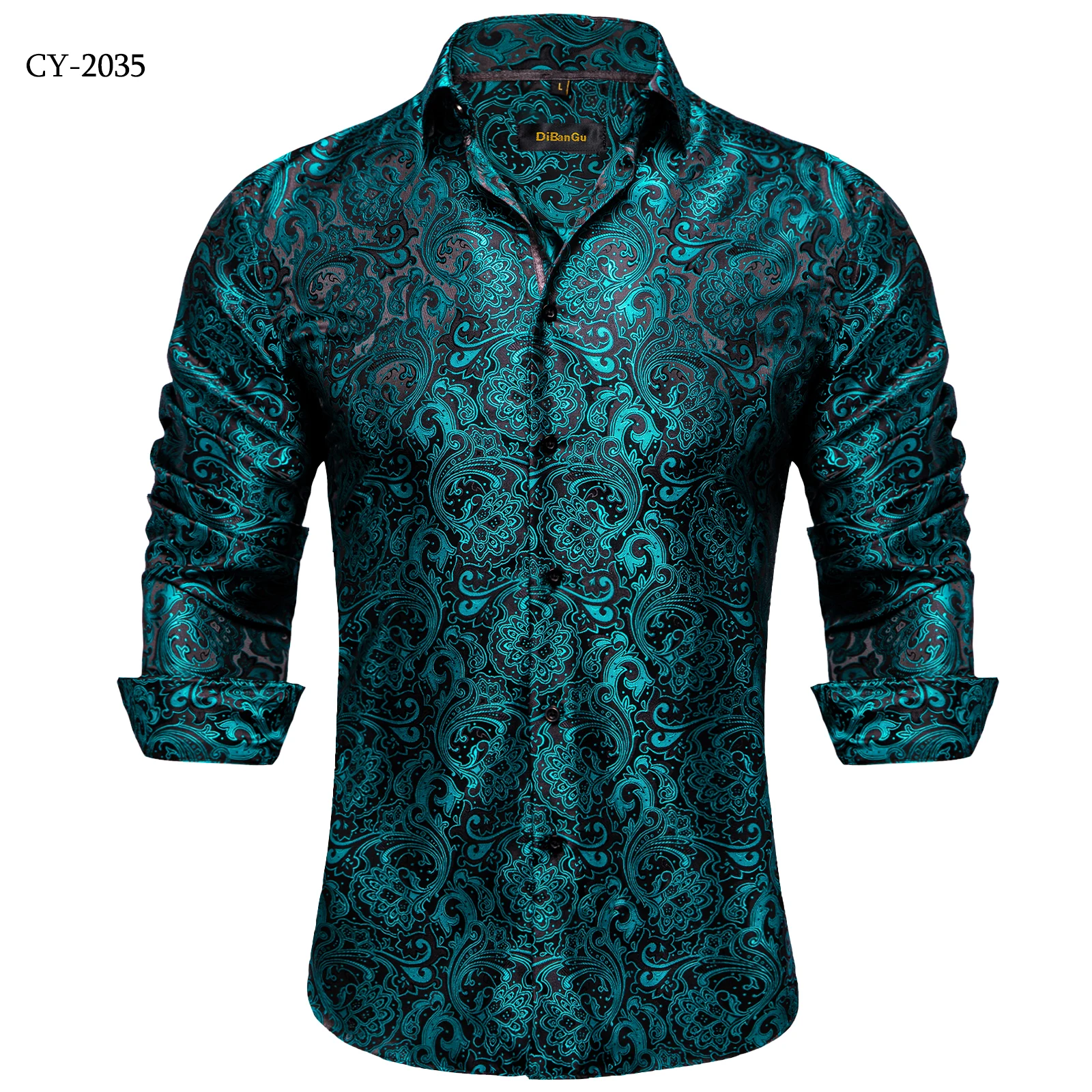 26 Colors Luxury Men's Shirts Long Sleeves Paisley Floral Printed Jacquard Purple Blue Black Shirt for Man Fall Winter Blouse