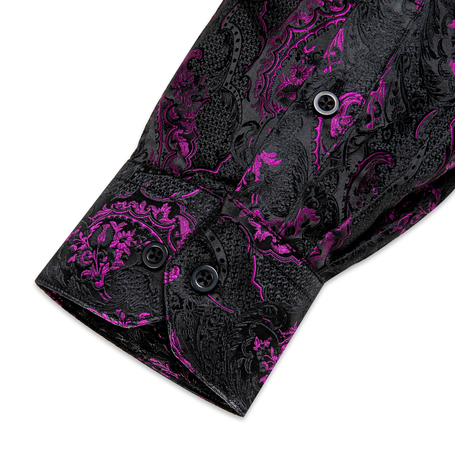 26 Colors Luxury Men's Shirts Long Sleeves Paisley Floral Printed Jacquard Purple Blue Black Shirt for Man Fall Winter Blouse