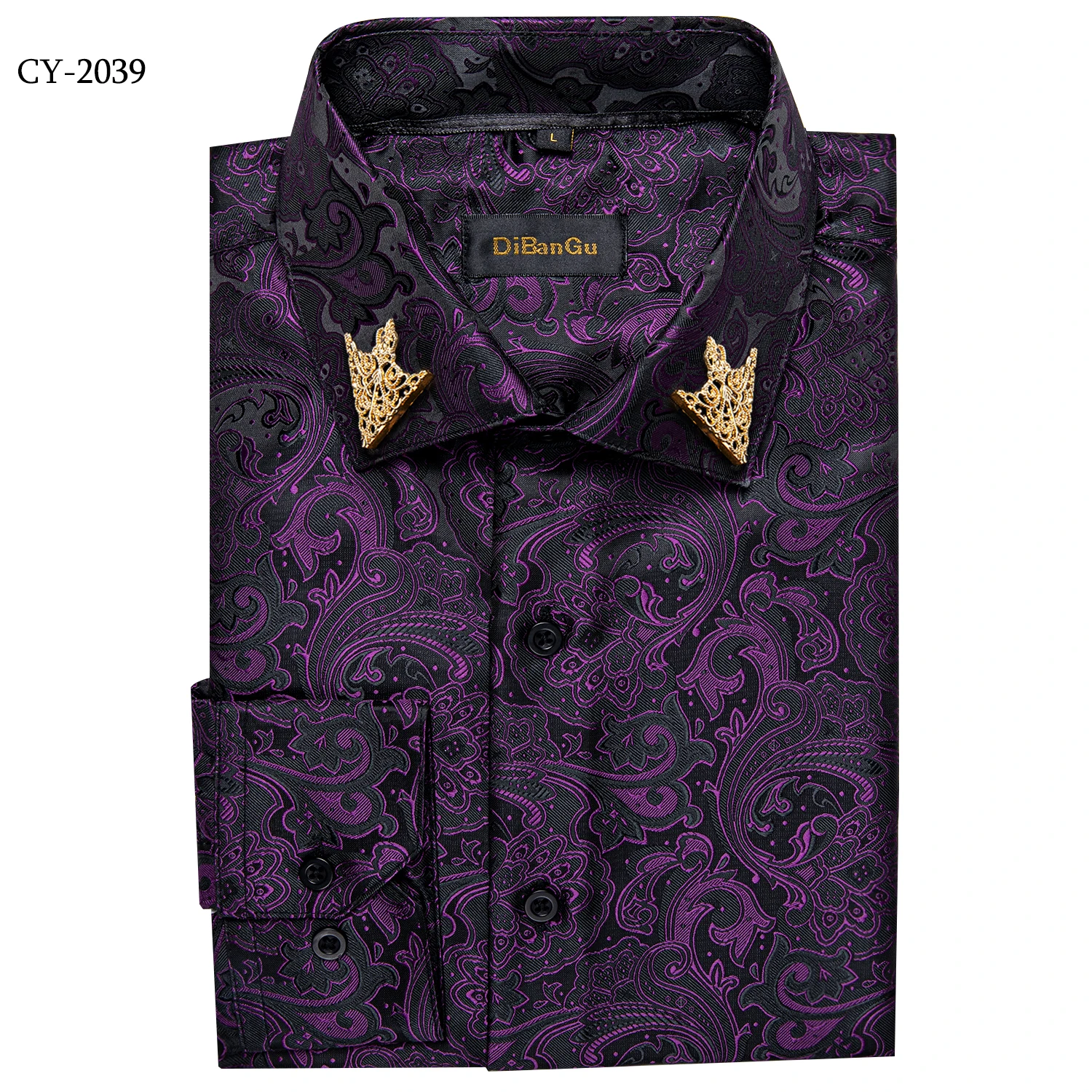 26 Colors Luxury Men's Shirts Long Sleeves Paisley Floral Printed Jacquard Purple Blue Black Shirt for Man Fall Winter Blouse