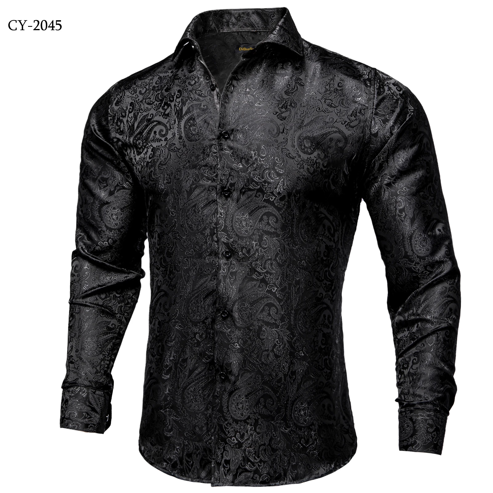 26 Colors Luxury Men's Shirts Long Sleeves Paisley Floral Printed Jacquard Purple Blue Black Shirt for Man Fall Winter Blouse