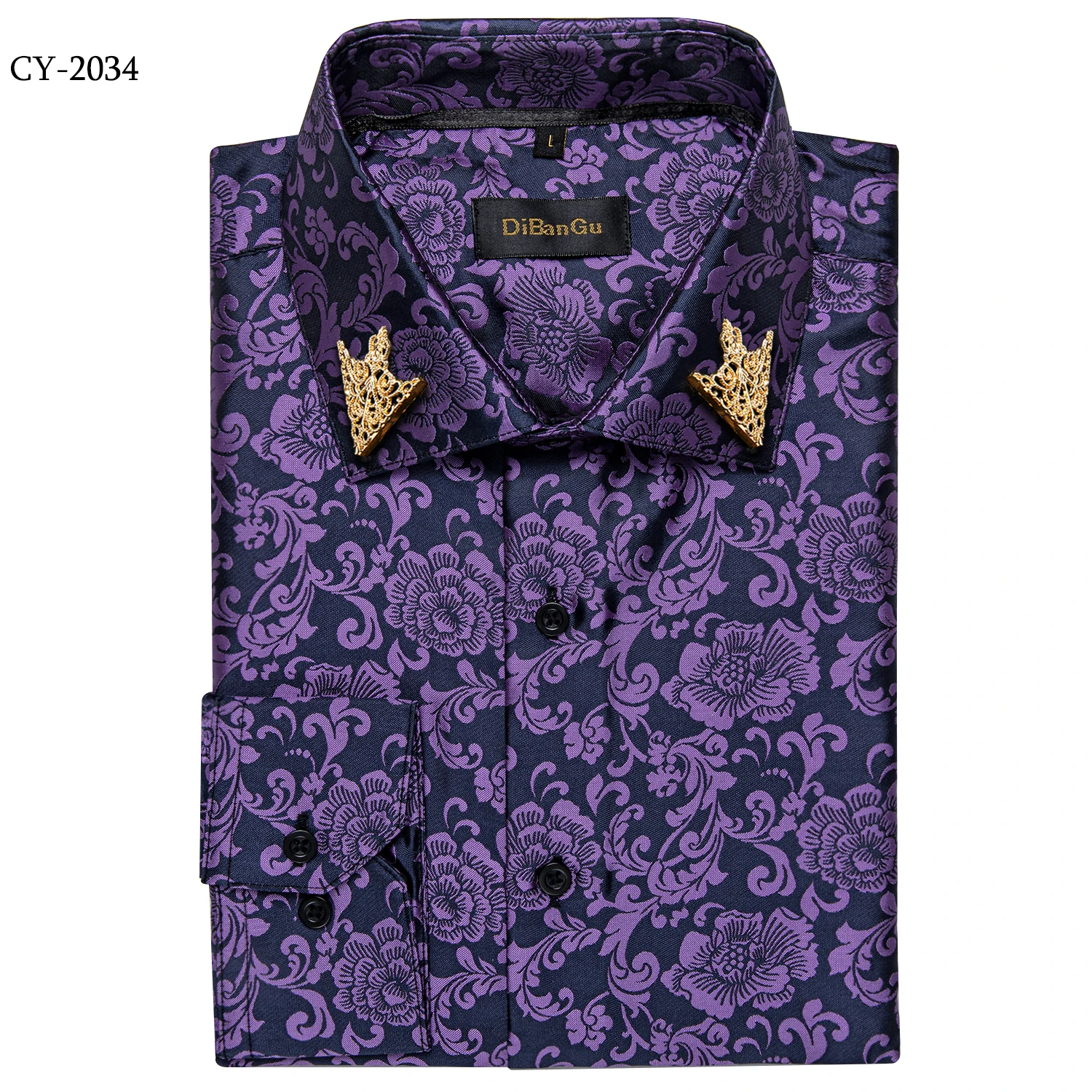 26 Colors Luxury Men's Shirts Long Sleeves Paisley Floral Printed Jacquard Purple Blue Black Shirt for Man Fall Winter Blouse
