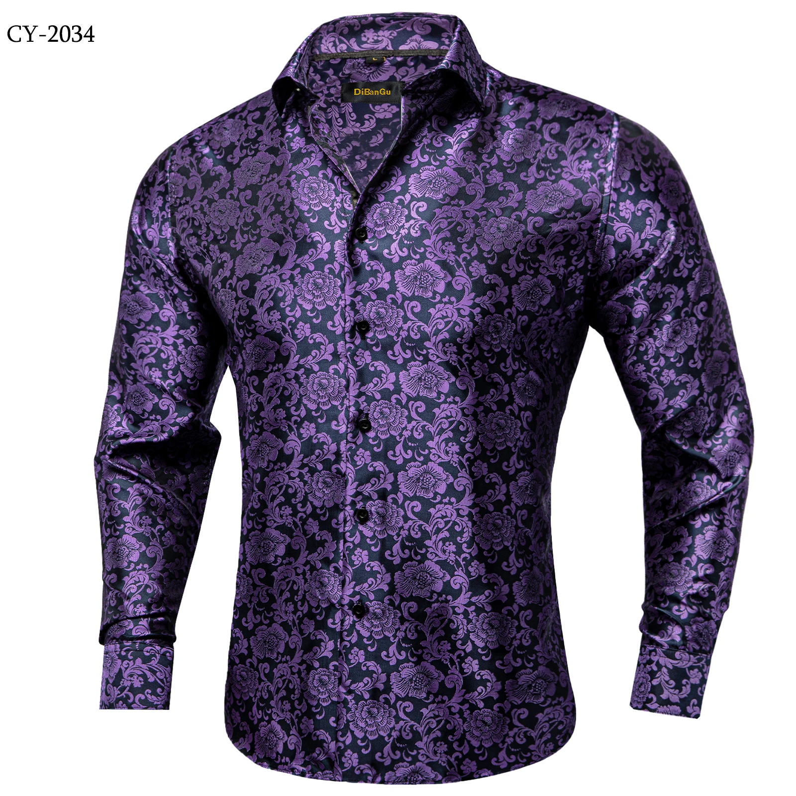 26 Colors Luxury Men's Shirts Long Sleeves Paisley Floral Printed Jacquard Purple Blue Black Shirt for Man Fall Winter Blouse