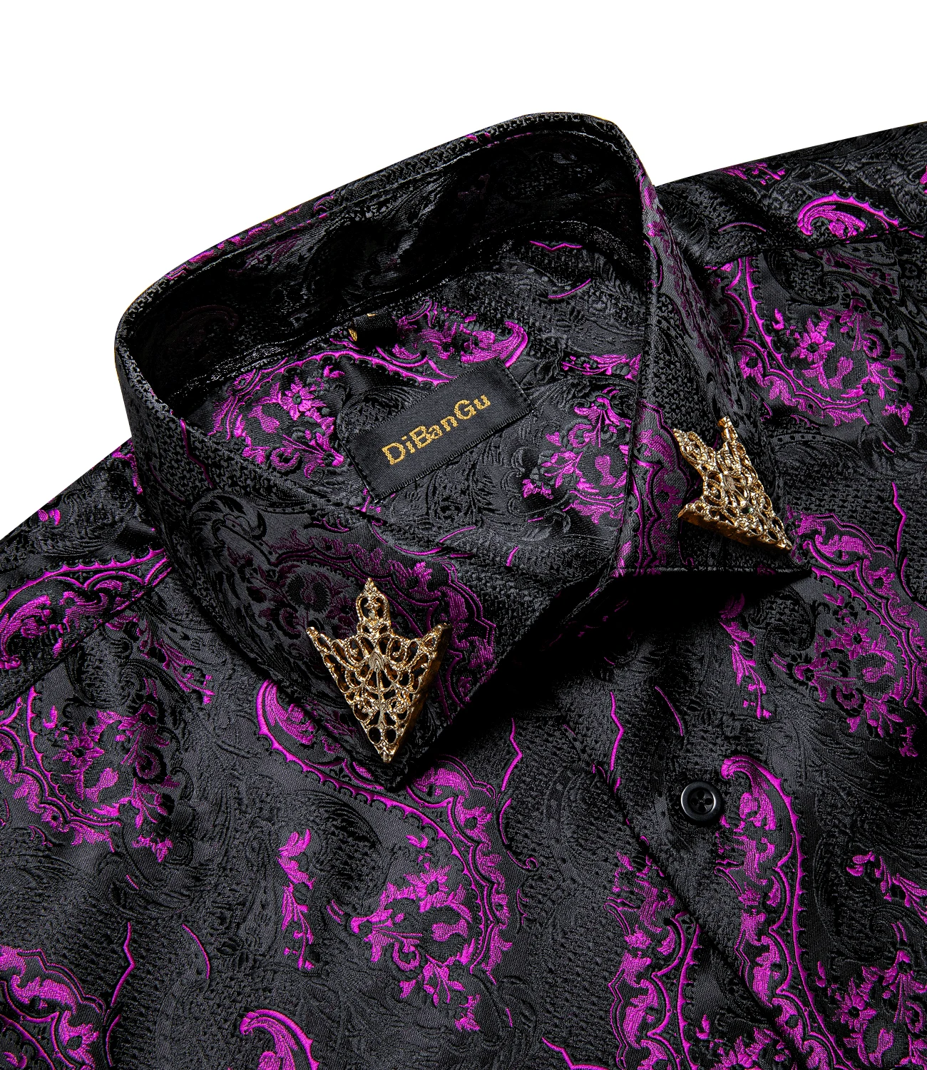 26 Colors Luxury Men's Shirts Long Sleeves Paisley Floral Printed Jacquard Purple Blue Black Shirt for Man Fall Winter Blouse