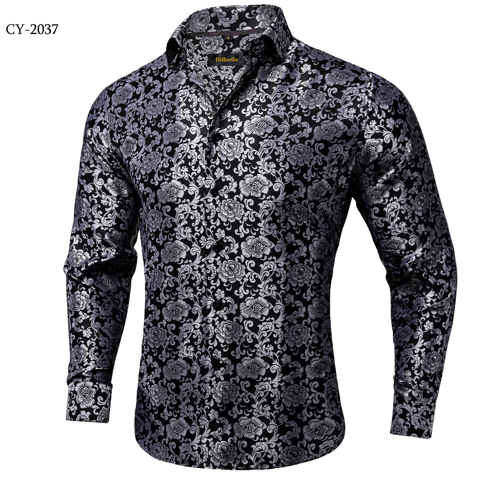 26 Colors Luxury Men's Shirts Long Sleeves Paisley Floral Printed Jacquard Purple Blue Black Shirt for Man Fall Winter Blouse