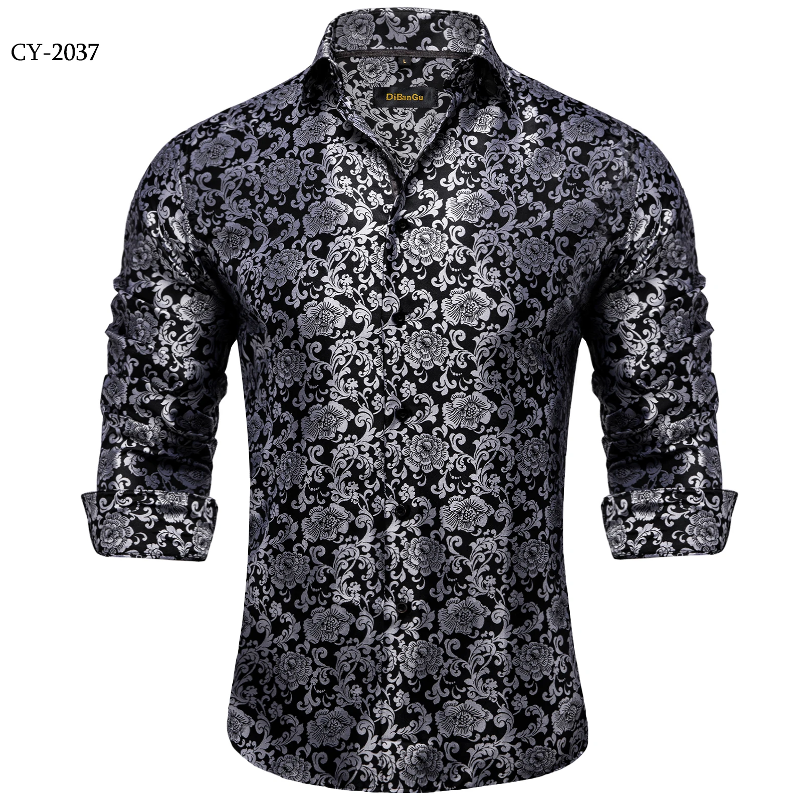26 Colors Luxury Men's Shirts Long Sleeves Paisley Floral Printed Jacquard Purple Blue Black Shirt for Man Fall Winter Blouse