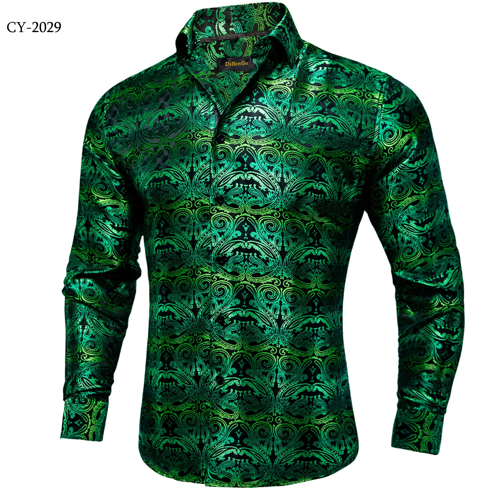 26 Colors Luxury Men's Shirts Long Sleeves Paisley Floral Printed Jacquard Purple Blue Black Shirt for Man Fall Winter Blouse