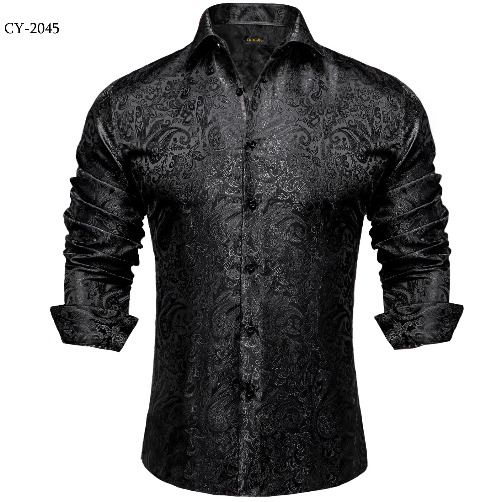 26 Colors Luxury Men's Shirts Long Sleeves Paisley Floral Printed Jacquard Purple Blue Black Shirt for Man Fall Winter Blouse