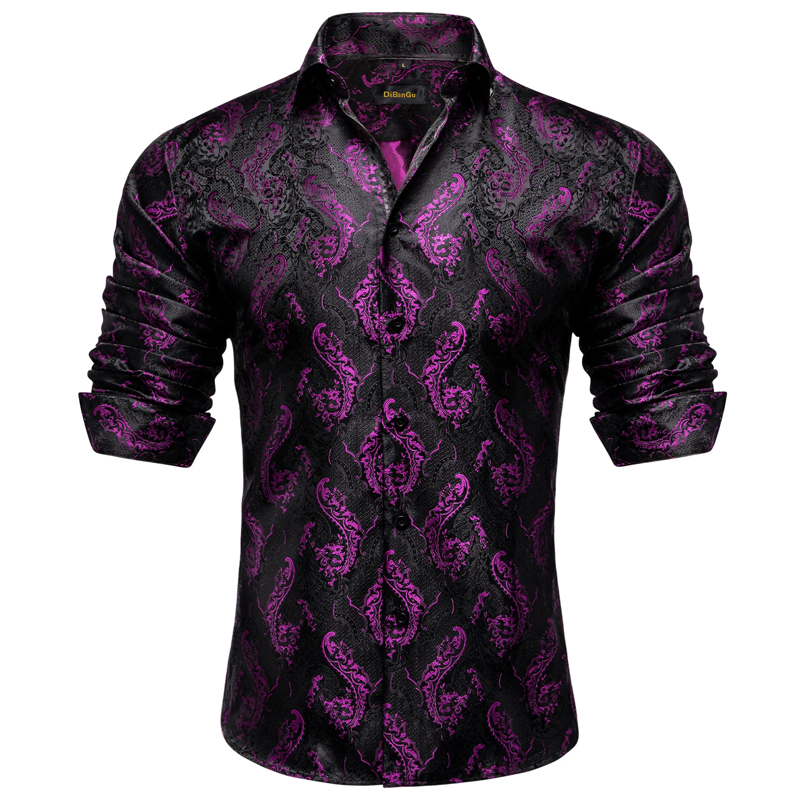 26 Colors Luxury Men's Shirts Long Sleeves Paisley Floral Printed Jacquard Purple Blue Black Shirt for Man Fall Winter Blouse