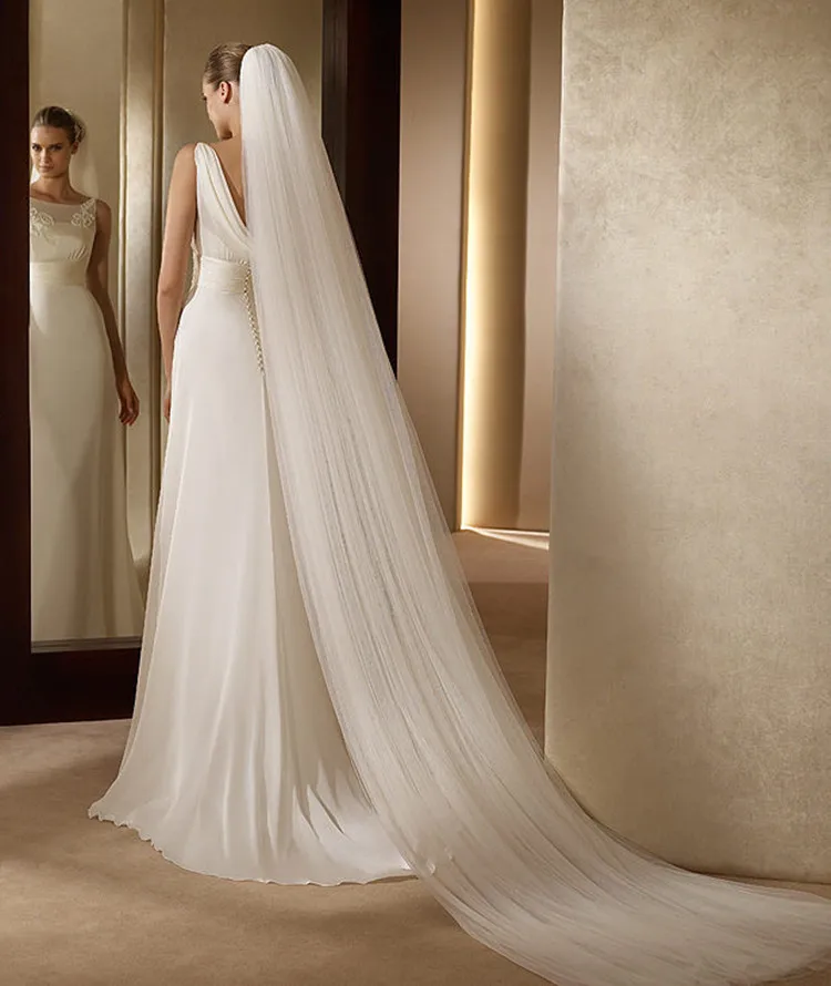 Hot Sale 2 Layer Wedding Bridal Veil White Ivory Soft Sheer Simple Veil Veu De Noiva With Comb Wedding Accessories