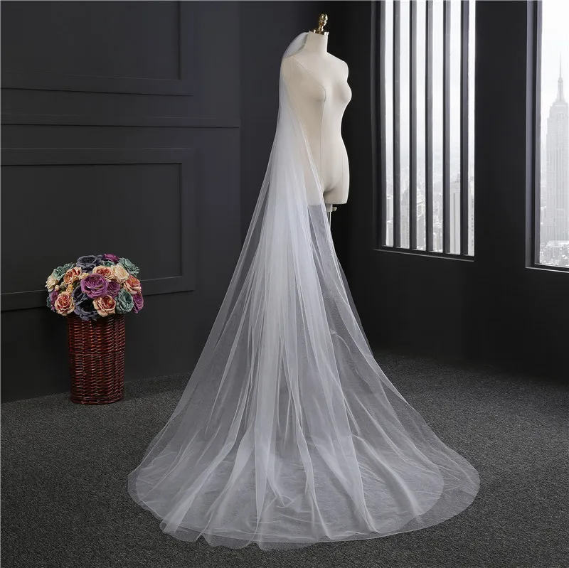 Hot Sale 2 Layer Wedding Bridal Veil White Ivory Soft Sheer Simple Veil Veu De Noiva With Comb Wedding Accessories