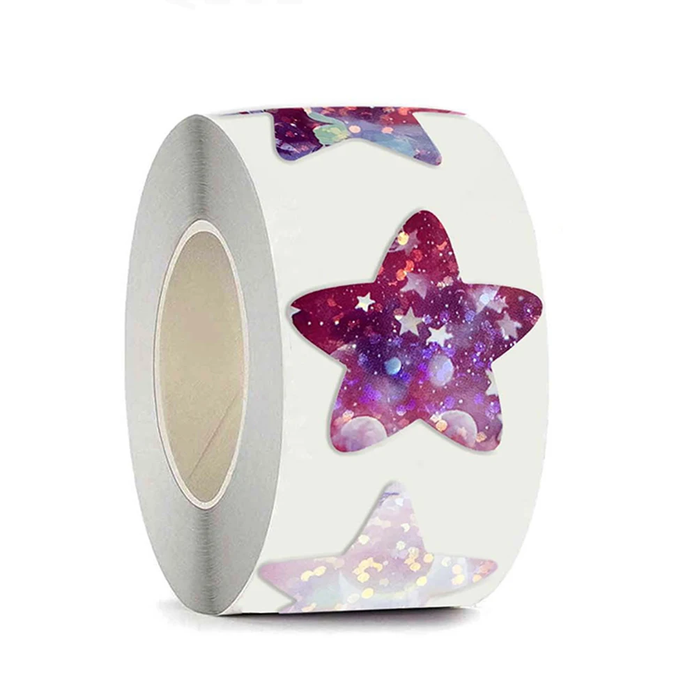 50-500pcs Holographic Color Star Stickers Reward Foil Star Stickers Labels For Wall Crafts Classroom Supplies Stationery Sticker