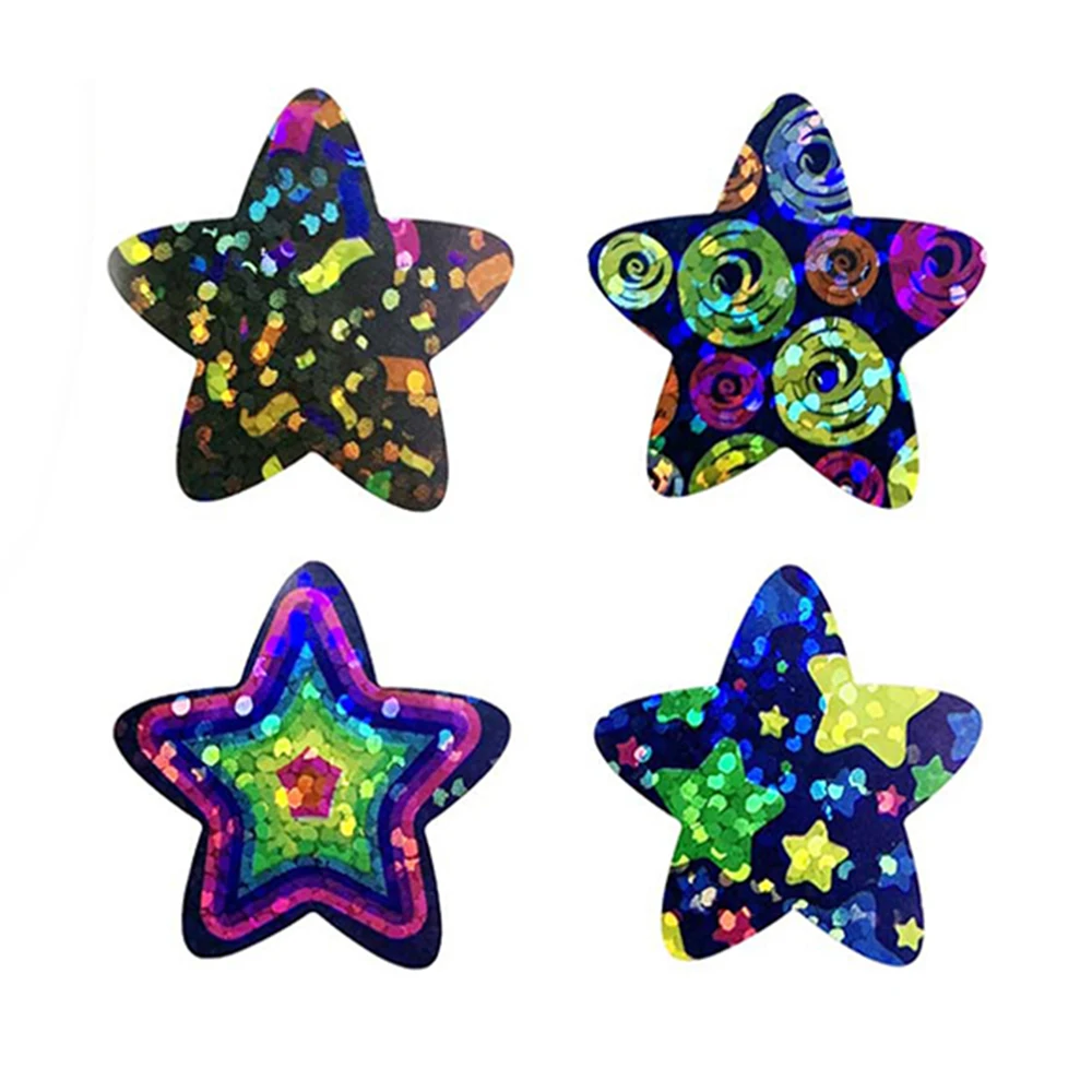 50-500pcs Holographic Color Star Stickers Reward Foil Star Stickers Labels For Wall Crafts Classroom Supplies Stationery Sticker