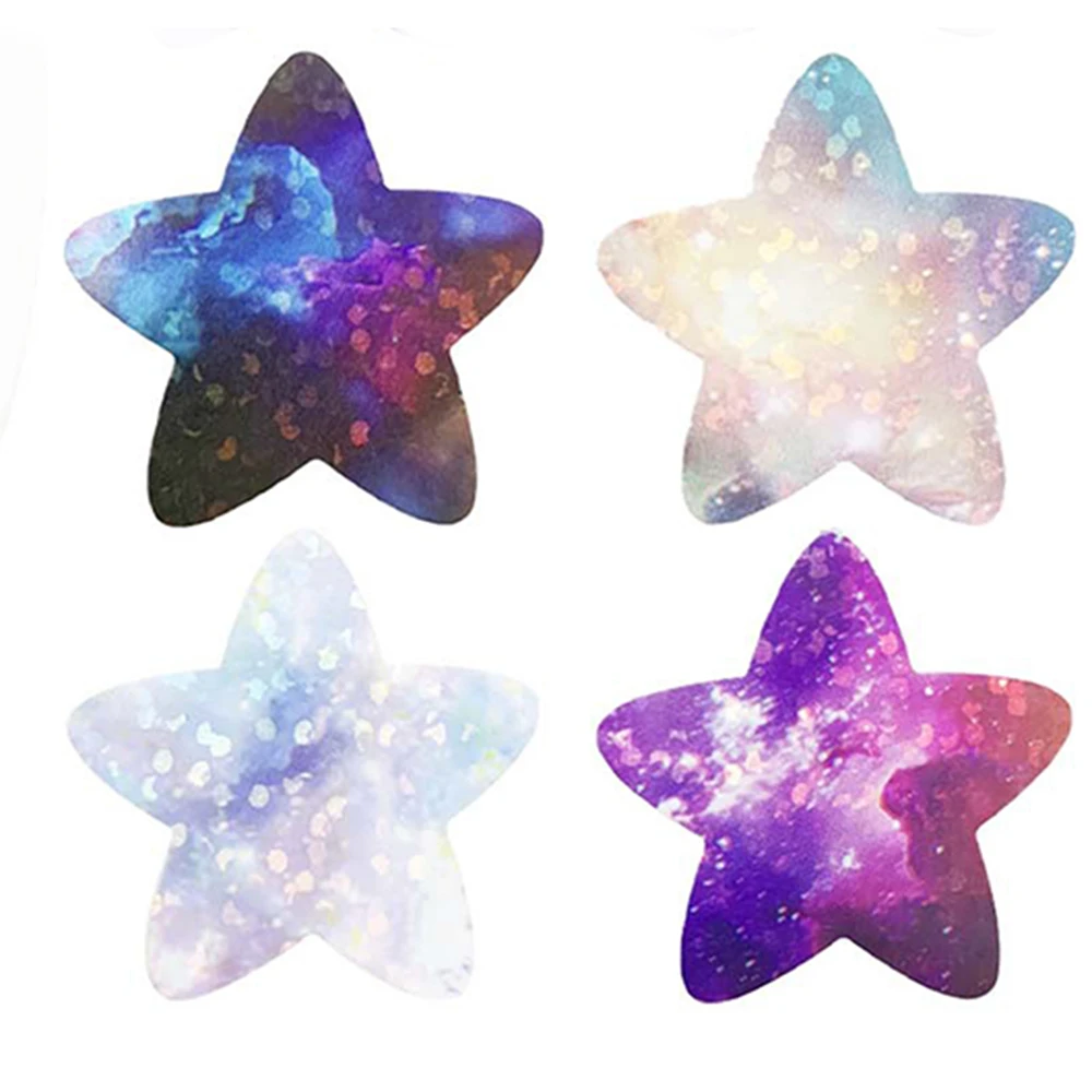 50-500pcs Holographic Color Star Stickers Reward Foil Star Stickers Labels For Wall Crafts Classroom Supplies Stationery Sticker