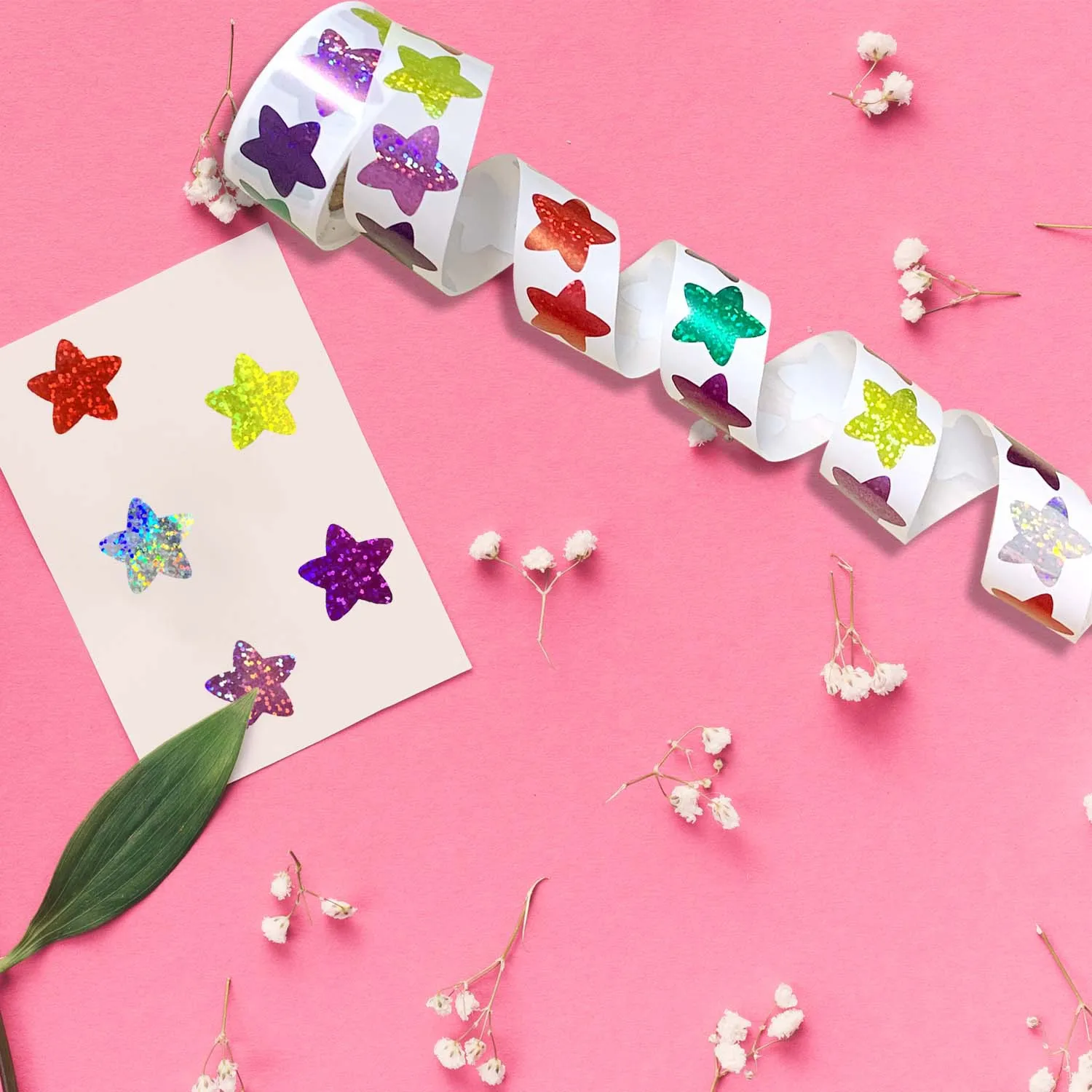 50-500pcs Holographic Color Star Stickers Reward Foil Star Stickers Labels For Wall Crafts Classroom Supplies Stationery Sticker
