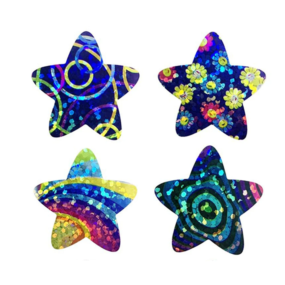 50-500pcs Holographic Color Star Stickers Reward Foil Star Stickers Labels For Wall Crafts Classroom Supplies Stationery Sticker
