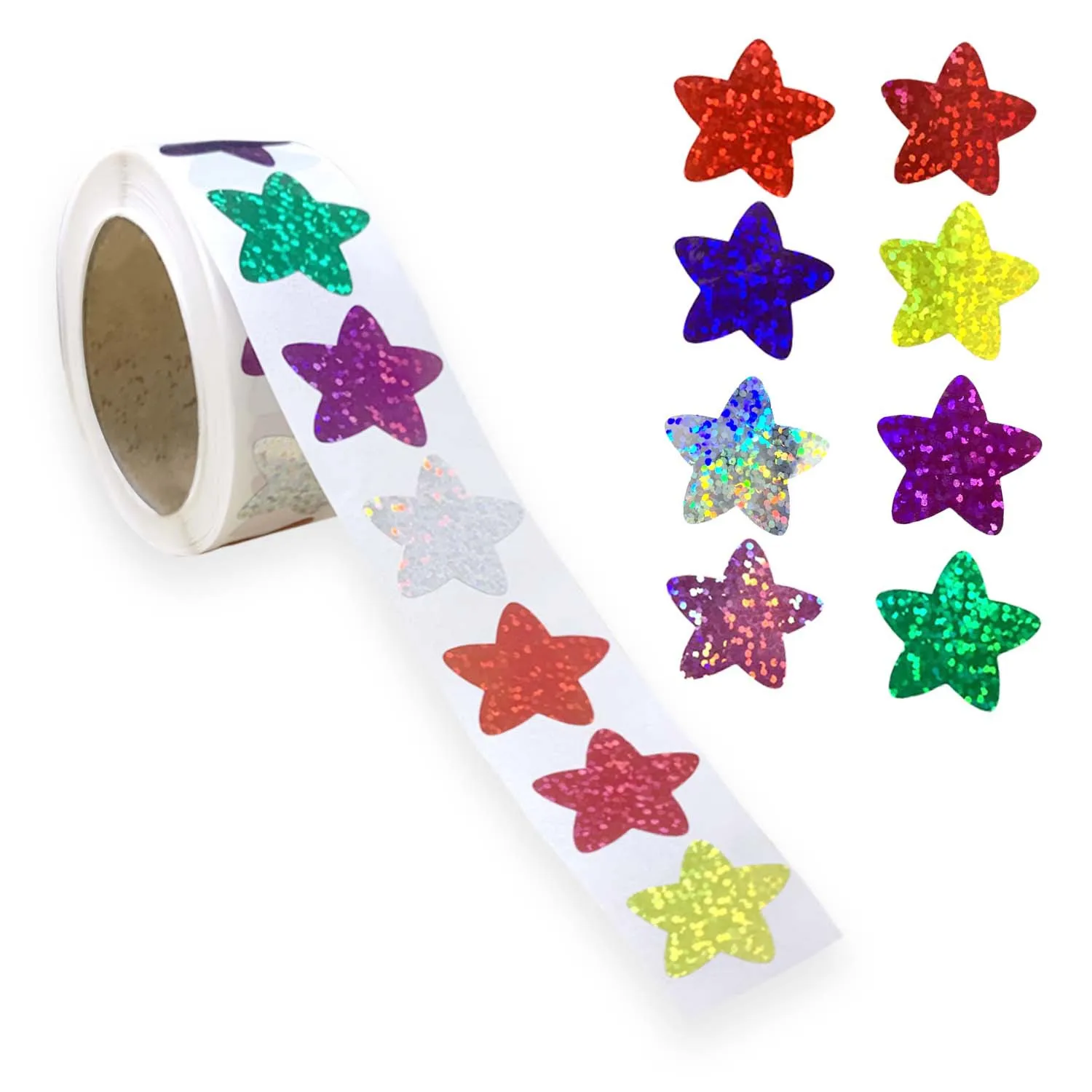 50-500pcs Holographic Color Star Stickers Reward Foil Star Stickers Labels For Wall Crafts Classroom Supplies Stationery Sticker