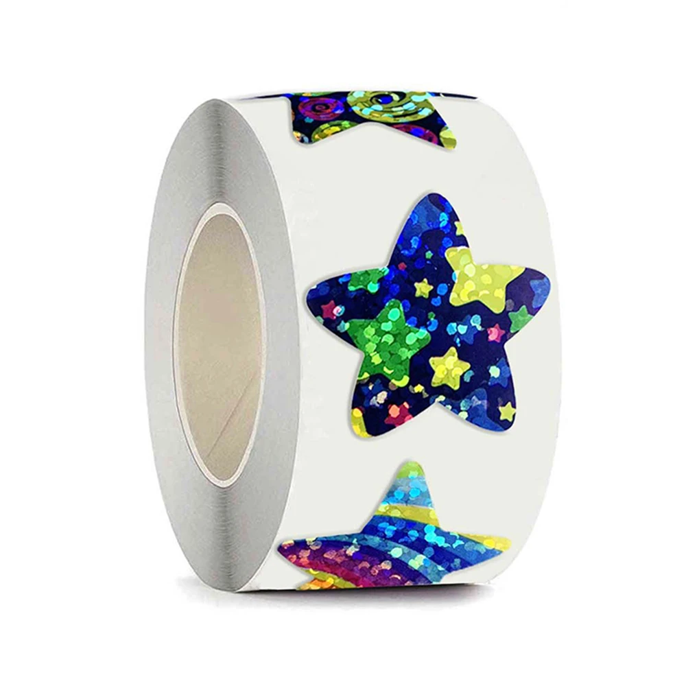 50-500pcs Holographic Color Star Stickers Reward Foil Star Stickers Labels For Wall Crafts Classroom Supplies Stationery Sticker