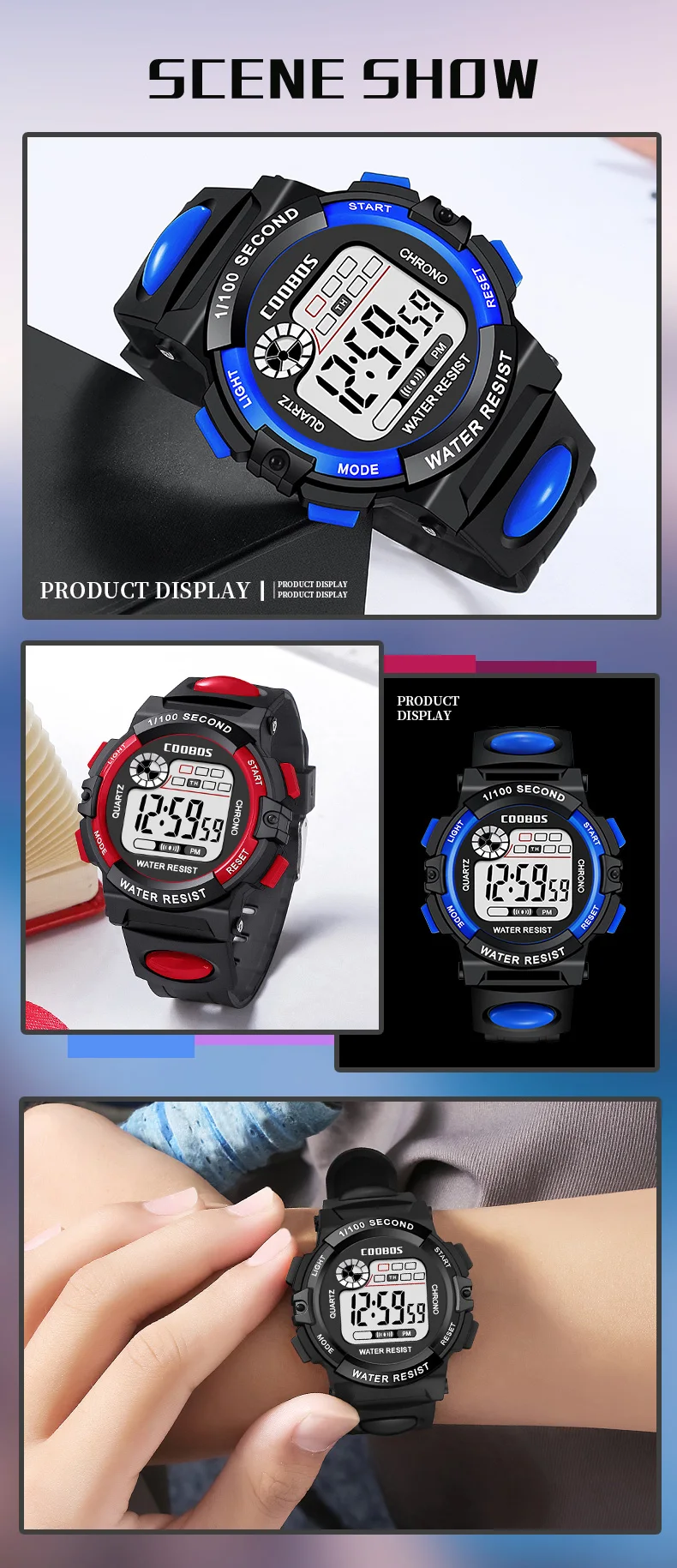 COOBOS Brand Children Watches Led Digital Kids Watches Boys Sports Watch Student Multifunctional Wristwatches Relogio Infantil