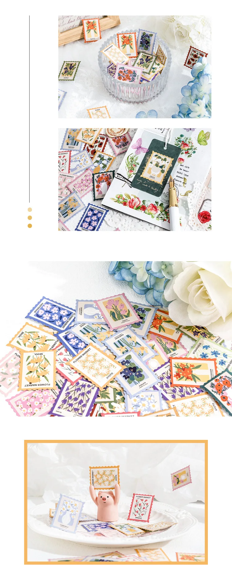46pcs Flower Post Office Series Decorative Boxed Stickers Scrapbooking Label Diary Stationery Album Phone Journal Planner