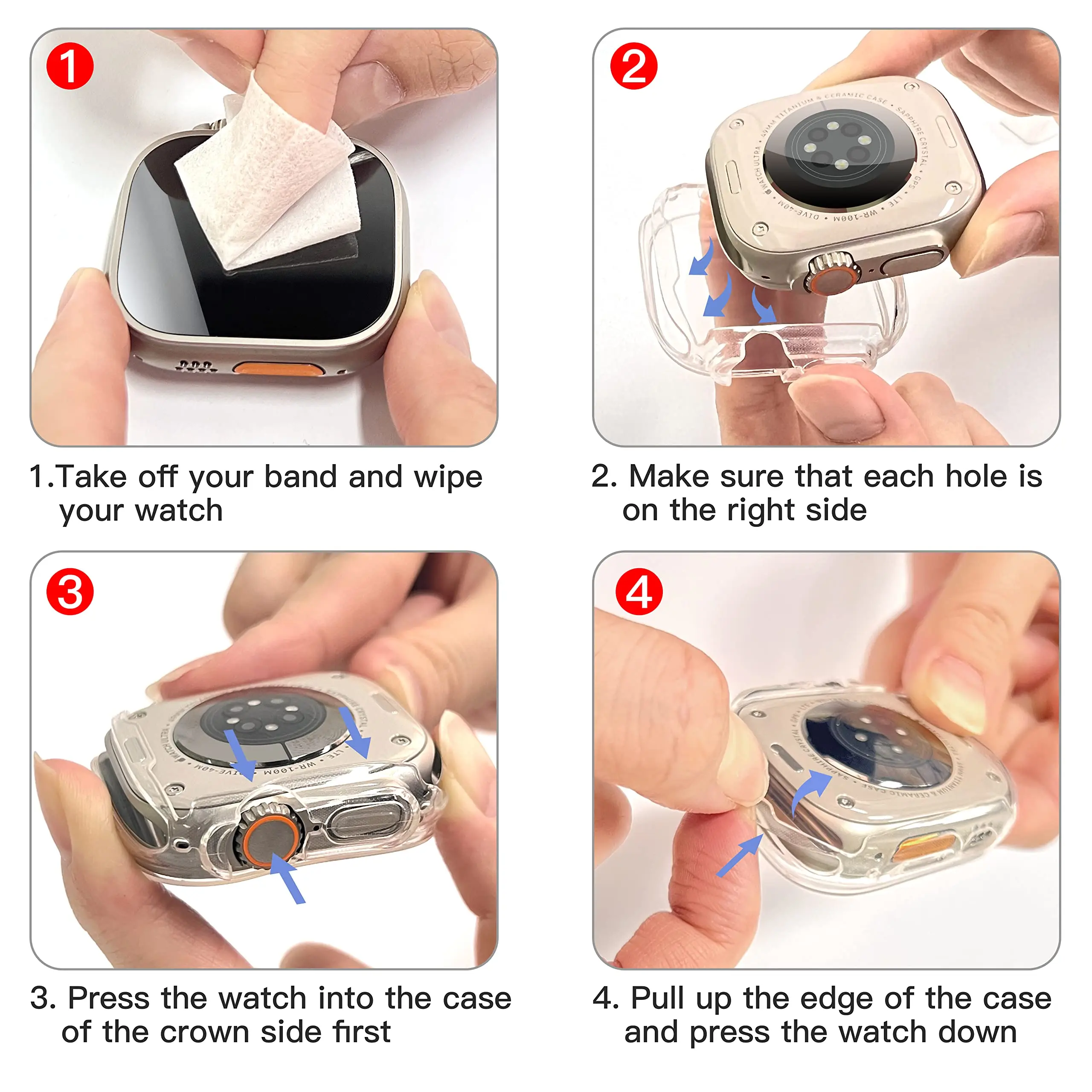 Watch Case for Apple Watch Ultra 4/3/2 49MM Series 8 7 SE 6 5 45MM 41MM 44MM 40MM Transparent Cover Apple Watch Screen Protector