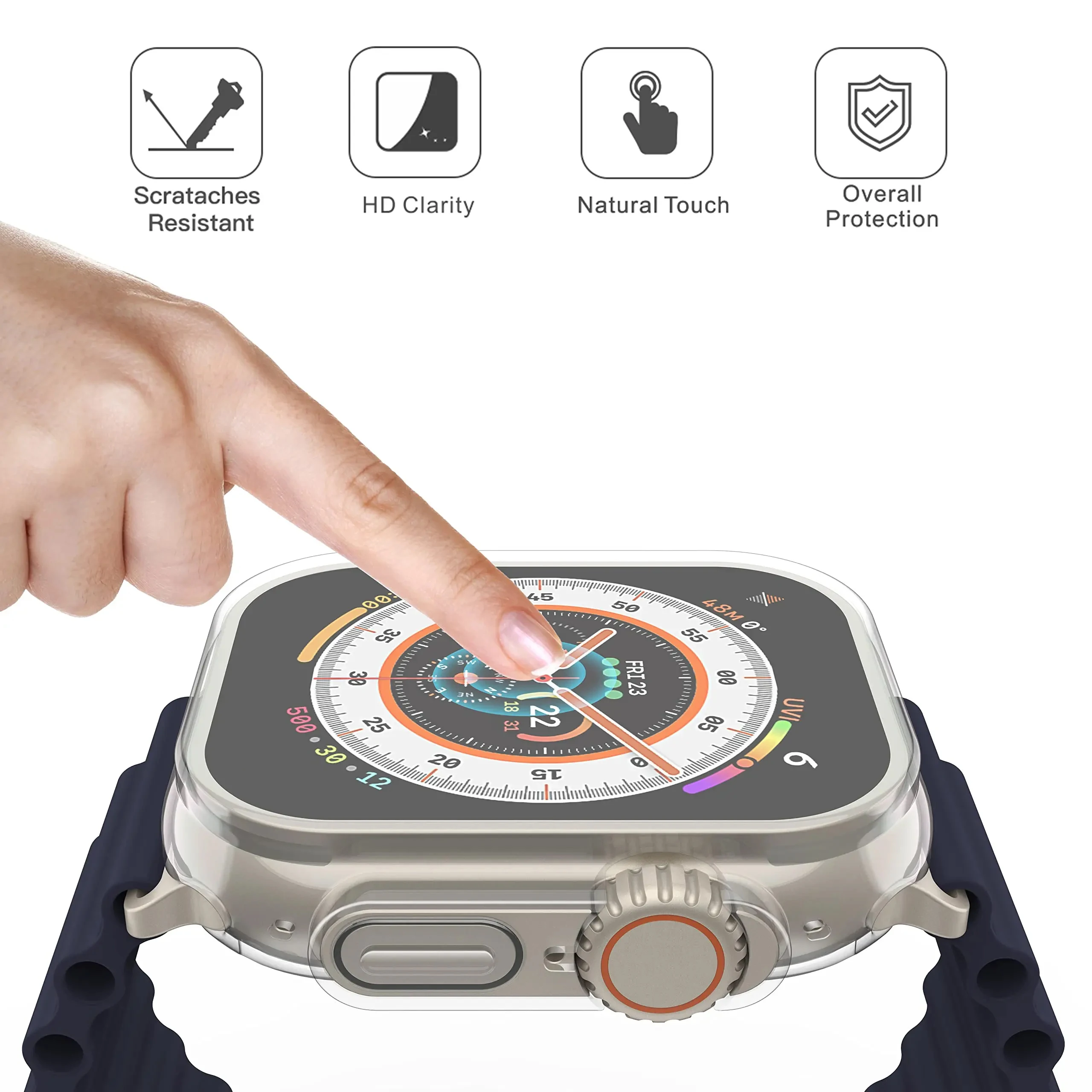 Watch Case for Apple Watch Ultra 4/3/2 49MM Series 8 7 SE 6 5 45MM 41MM 44MM 40MM Transparent Cover Apple Watch Screen Protector