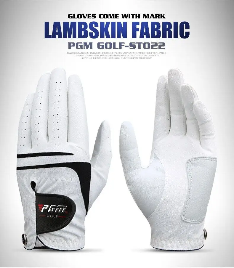 Men Golf Gloves White Breathable Kid-lambskin Genuine Leather Sport Hand Glove Wear Single Left Right Handed Batting ST022