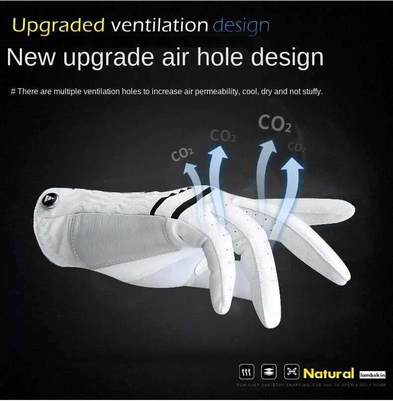Men Golf Gloves White Breathable Kid-lambskin Genuine Leather Sport Hand Glove Wear Single Left Right Handed Batting ST022