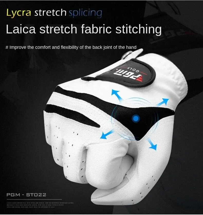 Men Golf Gloves White Breathable Kid-lambskin Genuine Leather Sport Hand Glove Wear Single Left Right Handed Batting ST022