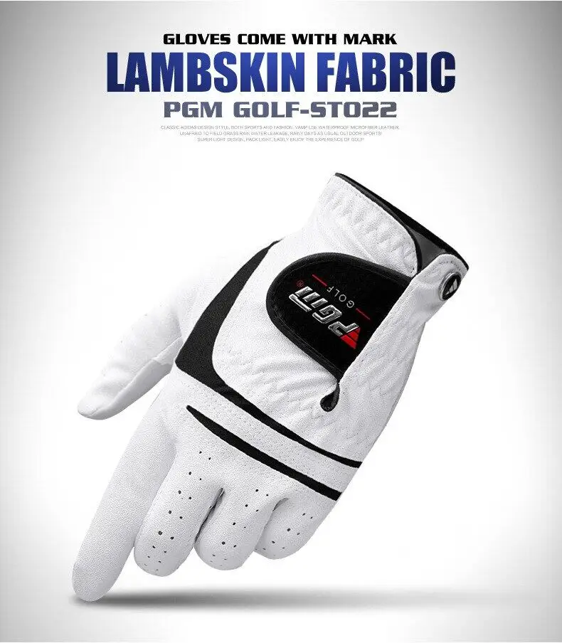 Men Golf Gloves White Breathable Kid-lambskin Genuine Leather Sport Hand Glove Wear Single Left Right Handed Batting ST022