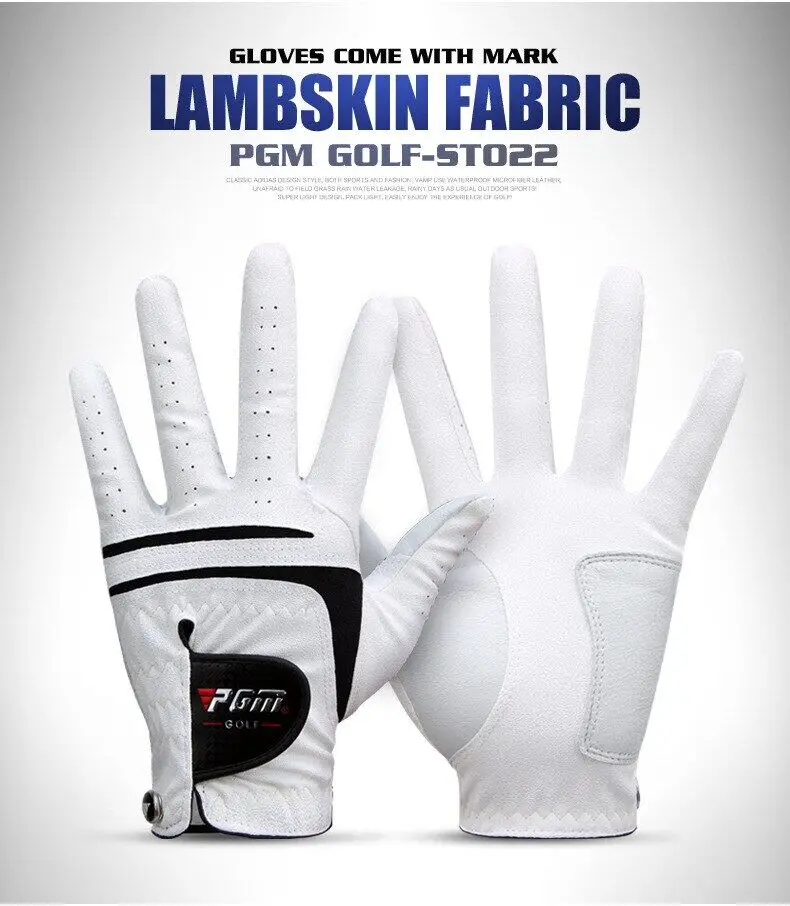 Men Golf Gloves White Breathable Kid-lambskin Genuine Leather Sport Hand Glove Wear Single Left Right Handed Batting ST022